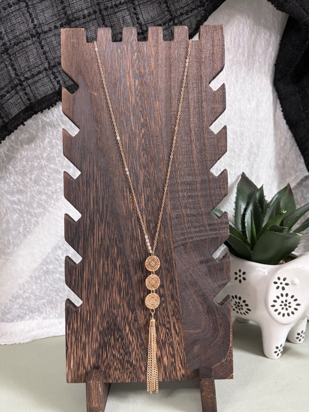 Golden Alignment Mandala Tassel Necklace Boho Gold Pendant Balance Energy